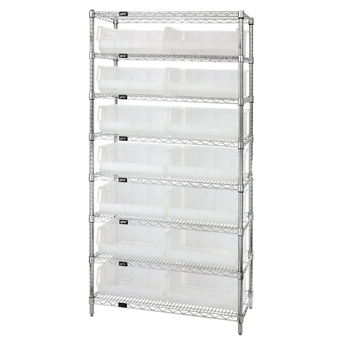 WR8 - 250 | 14" x 36" x 74" Shelving Unit with 14 Bins - Wire Shelving with Bins > 12" - 14" Deep Wire Shelving Units with Bins > Open Front Plastic Bins - Industrial 4 Less