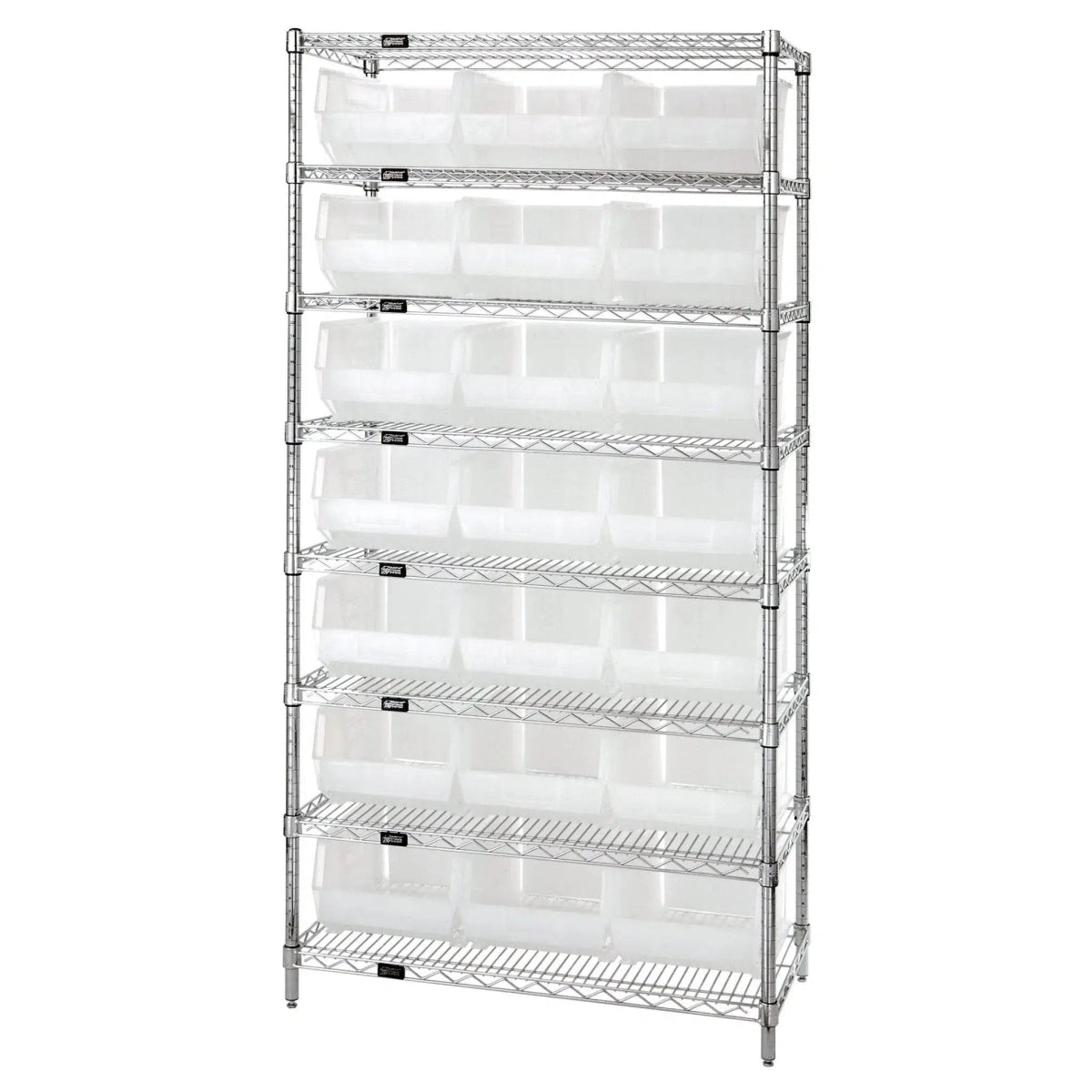 WR8 - 255 | 18" x 36" x 74" Shelving Unit with 21 Bins - Wire Shelving with Bins > 18" - 21" Deep Wire Shelving Units with Bins > Open Front Plastic Bins - Industrial 4 Less