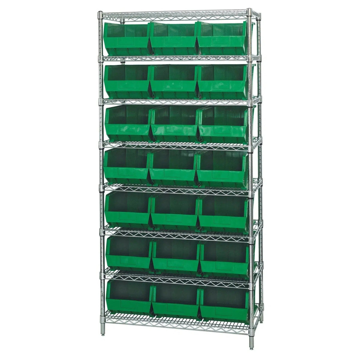 WR8 - 255 | 18" x 36" x 74" Shelving Unit with 21 Bins - Wire Shelving with Bins > 18" - 21" Deep Wire Shelving Units with Bins > Open Front Plastic Bins - Industrial 4 Less