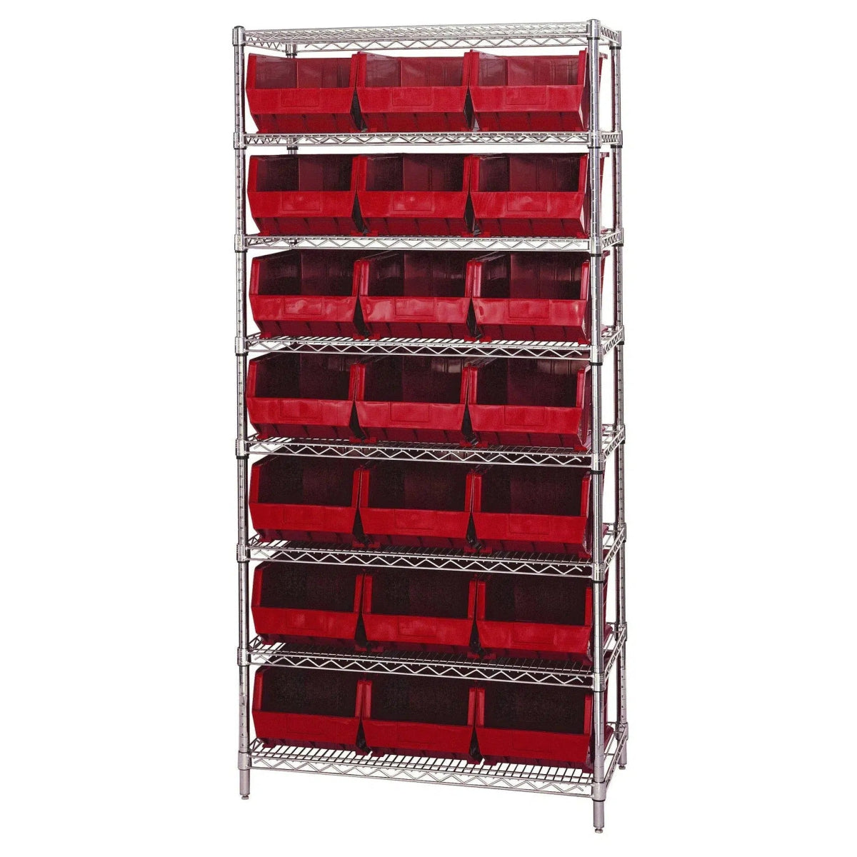 WR8 - 255 | 18" x 36" x 74" Shelving Unit with 21 Bins - Wire Shelving with Bins > 18" - 21" Deep Wire Shelving Units with Bins > Open Front Plastic Bins - Industrial 4 Less