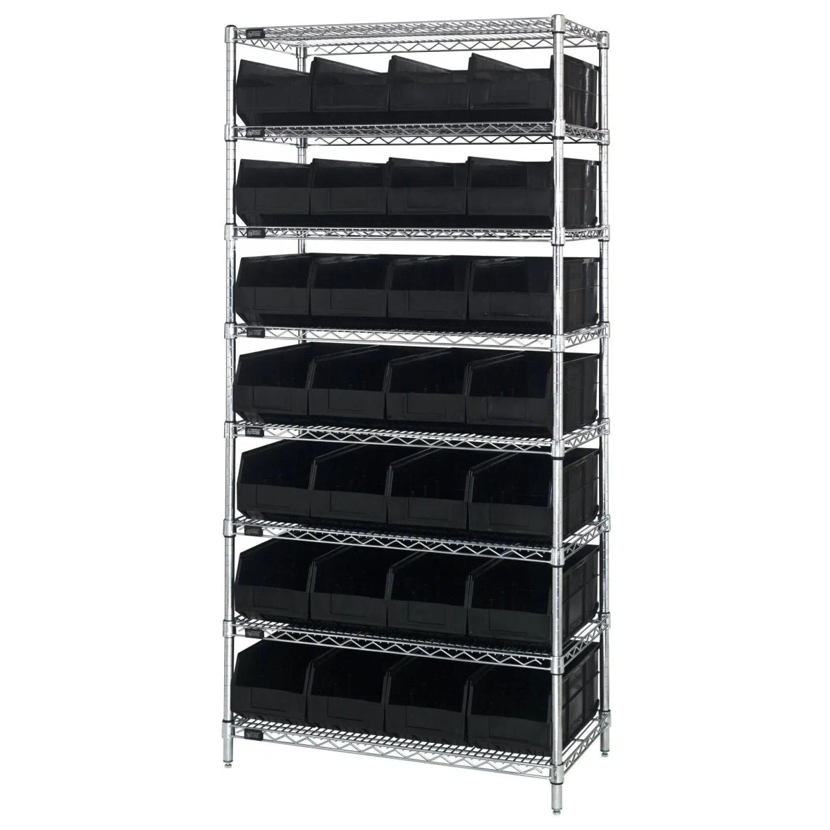 WR8 - 423 | 12" x 36" x 74" Shelving Unit with 28 Bins - Wire Shelving with Bins > 12" - 14" Deep Wire Shelving Units with Bins > Open Front Plastic Bins - Industrial 4 Less