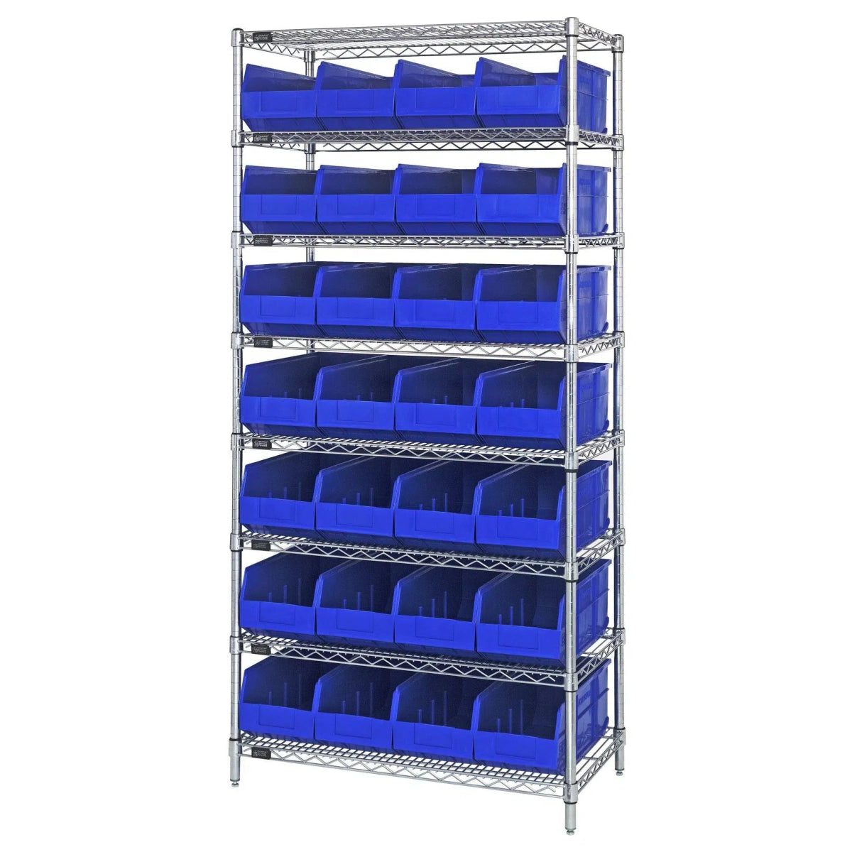 WR8 - 423 | 12" x 36" x 74" Shelving Unit with 28 Bins - Wire Shelving with Bins > 12" - 14" Deep Wire Shelving Units with Bins > Open Front Plastic Bins - Industrial 4 Less