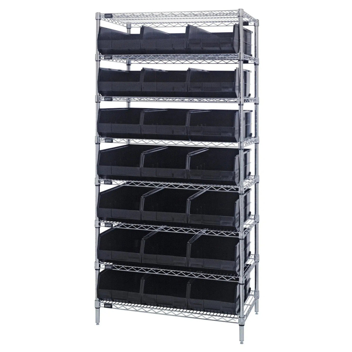 WR8 - 425 | 12" x 36" x 74" Shelving Unit with 21 Bins - Wire Shelving with Bins > 12" - 14" Deep Wire Shelving Units with Bins > Open Front Plastic Bins - Industrial 4 Less