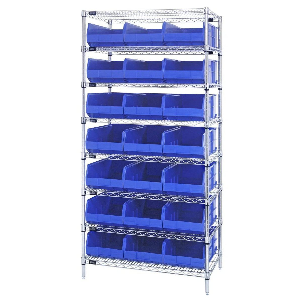 WR8 - 425 | 12" x 36" x 74" Shelving Unit with 21 Bins - Wire Shelving with Bins > 12" - 14" Deep Wire Shelving Units with Bins > Open Front Plastic Bins - Industrial 4 Less