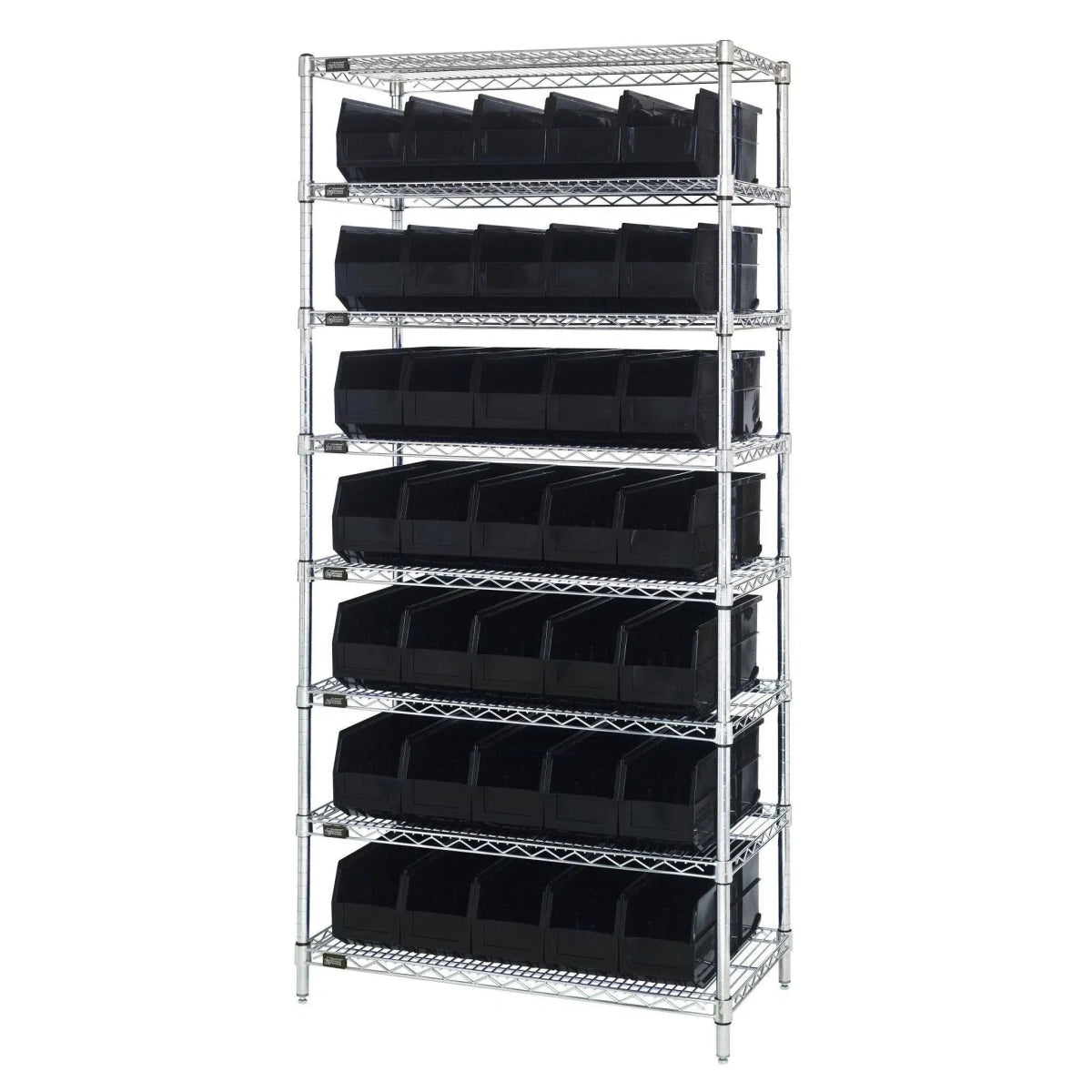 WR8 - 441 | 14" x 36" x 74" Shelving Unit with 35 Bins - Wire Shelving with Bins > 12" - 14" Deep Wire Shelving Units with Bins > Open Front Plastic Bins - Industrial 4 Less