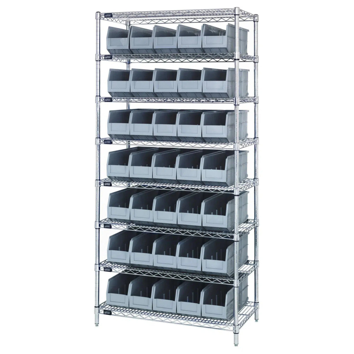 WR8 - 441 | 14" x 36" x 74" Shelving Unit with 35 Bins - Wire Shelving with Bins > 12" - 14" Deep Wire Shelving Units with Bins > Open Front Plastic Bins - Industrial 4 Less