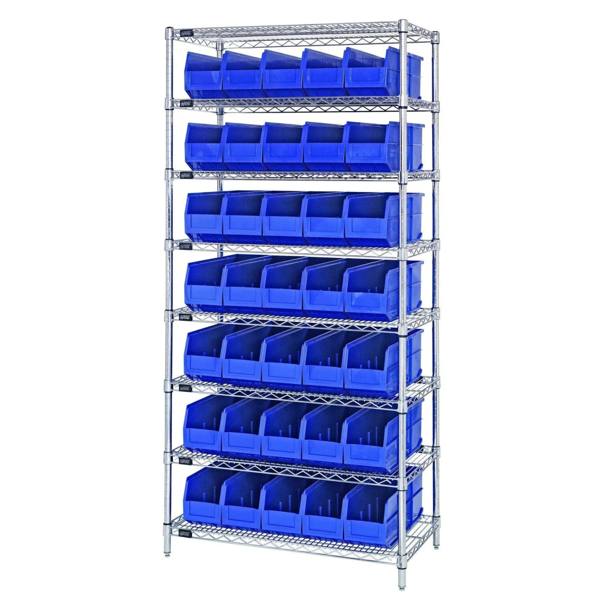 WR8 - 461 | 18" x 36" x 74" Shelving Unit with 35 Bins - Wire Shelving with Bins > 18" - 21" Deep Wire Shelving Units with Bins > Open Front Plastic Bins - Industrial 4 Less