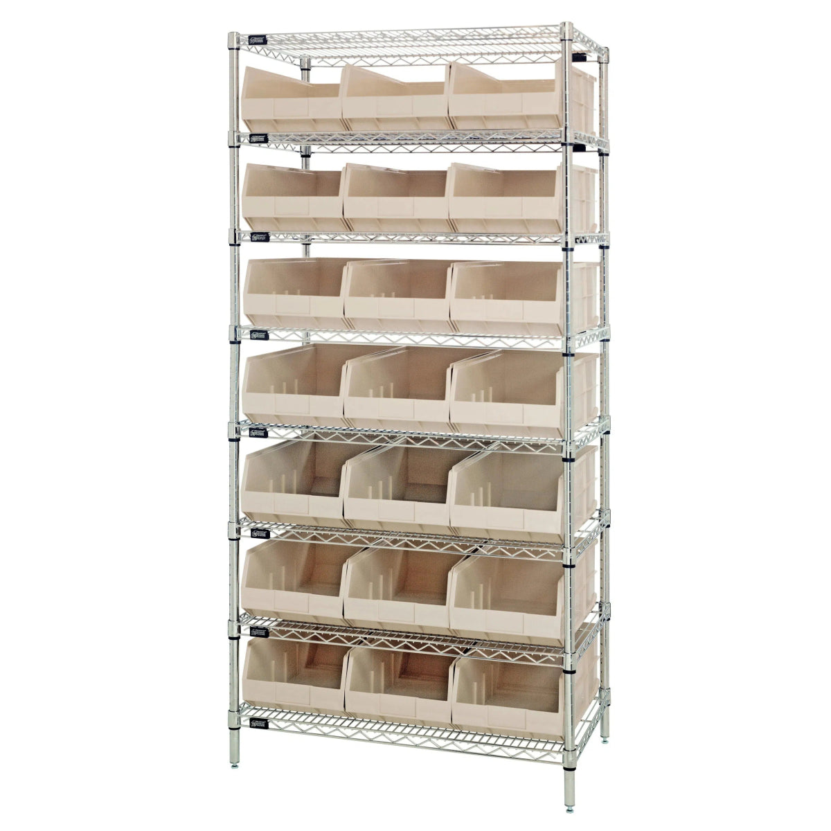 WR8 - 465 | 18" x 36" x 74" Shelving Unit with 21 Bins - Wire Shelving with Bins > 18" - 21" Deep Wire Shelving Units with Bins > Open Front Plastic Bins - Industrial 4 Less