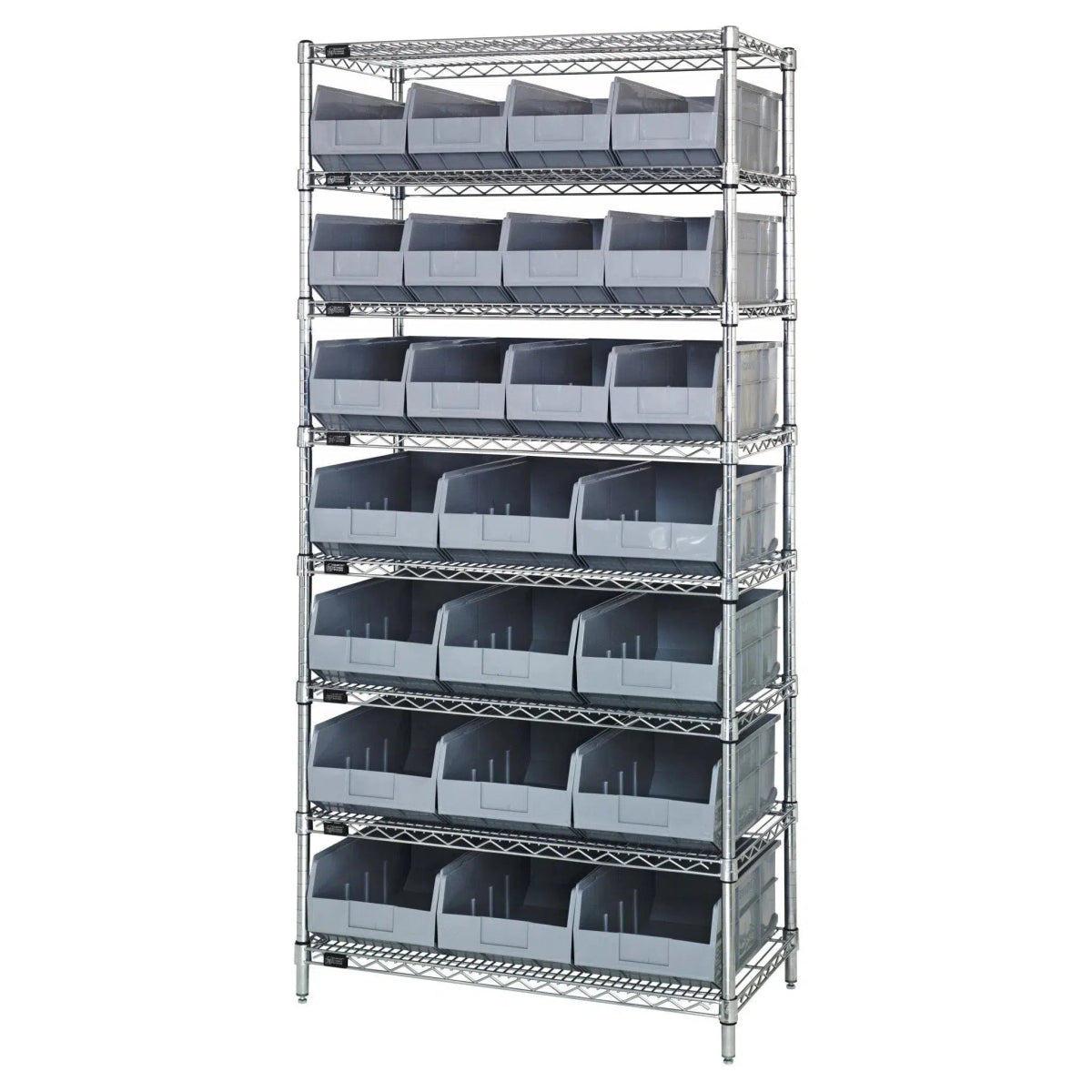 WR8 - 483485 | 21" x 36" x 74" Shelving Unit with 24 Bins - Wire Shelving with Bins > 18" - 21" Deep Wire Shelving Units with Bins > Open Front Plastic Bins - Industrial 4 Less