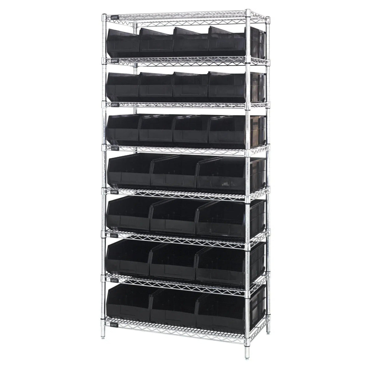 WR8 - 483485 | 21" x 36" x 74" Shelving Unit with 24 Bins - Wire Shelving with Bins > 18" - 21" Deep Wire Shelving Units with Bins > Open Front Plastic Bins - Industrial 4 Less