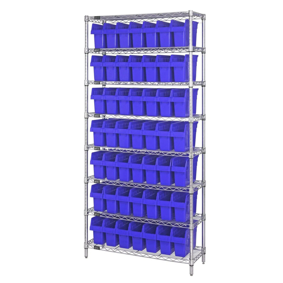 WR8 - 801 | 12" x 36" x 74" Shelving Unit with 49 Bins - Wire Shelving with Bins > 12" - 14" Deep Wire Shelving Units with Bins > Open Front Plastic Bins - Industrial 4 Less