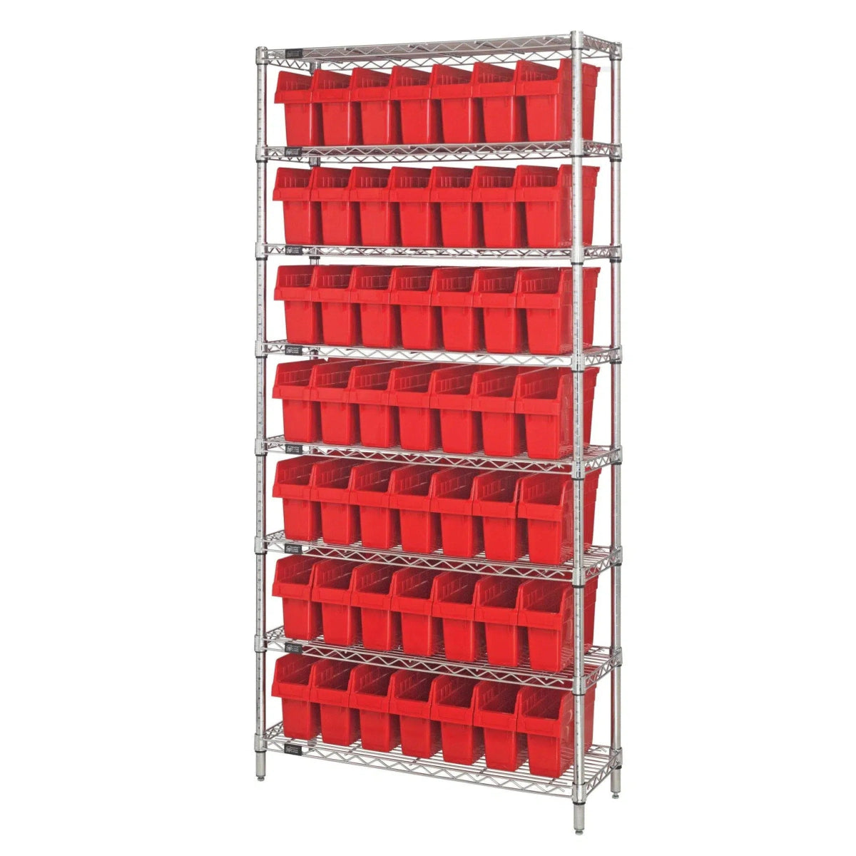 WR8 - 801 | 12" x 36" x 74" Shelving Unit with 49 Bins - Wire Shelving with Bins > 12" - 14" Deep Wire Shelving Units with Bins > Open Front Plastic Bins - Industrial 4 Less