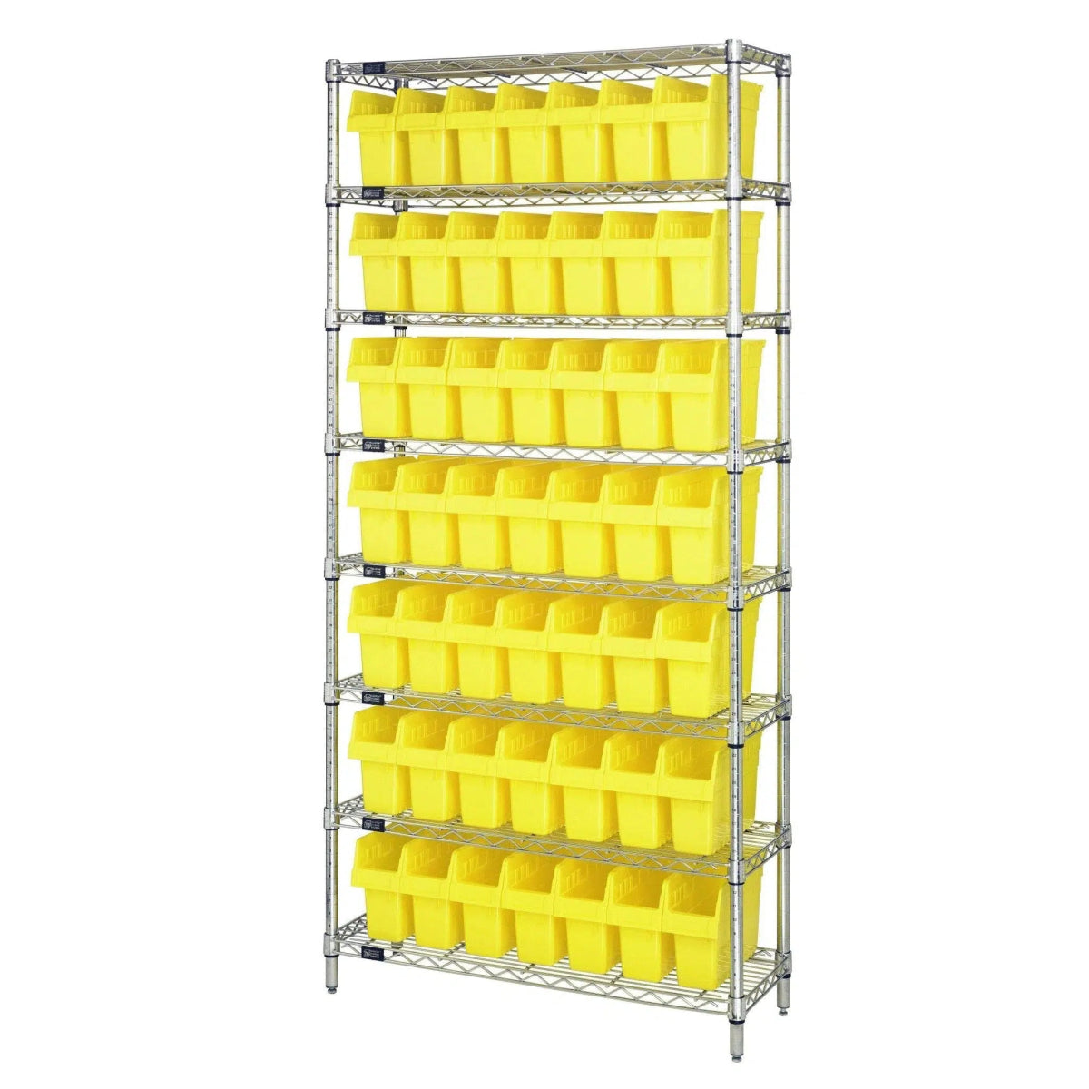 WR8 - 801 | 12" x 36" x 74" Shelving Unit with 49 Bins - Wire Shelving with Bins > 12" - 14" Deep Wire Shelving Units with Bins > Open Front Plastic Bins - Industrial 4 Less