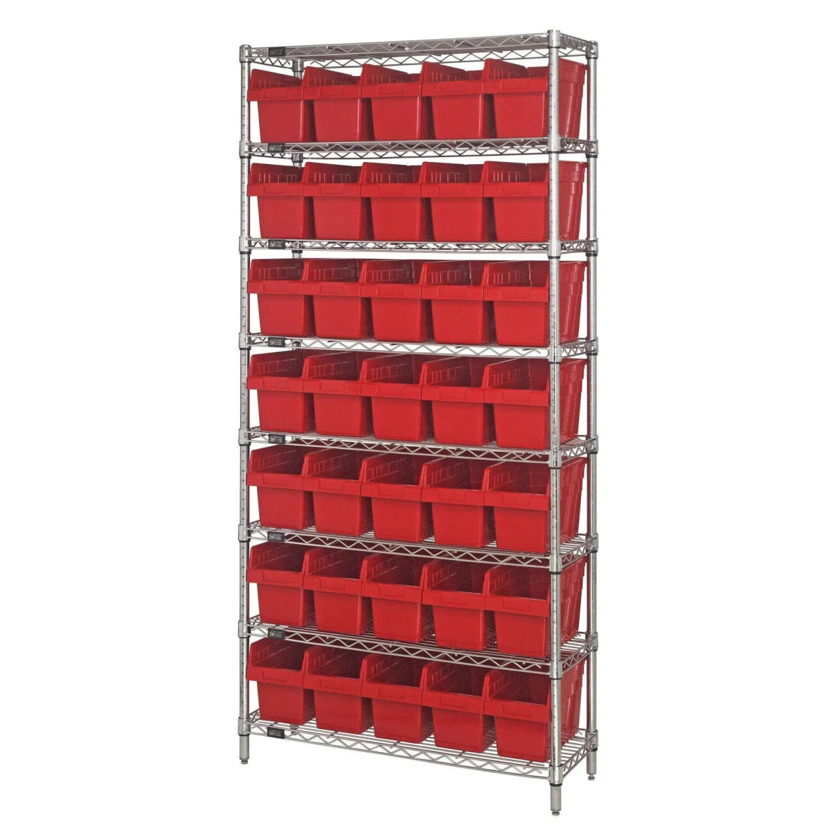 WR8 - 802 | 12" x 36" x 74" Shelving Unit with 35 Bins - Wire Shelving with Bins > 12" - 14" Deep Wire Shelving Units with Bins > Open Front Plastic Bins - Industrial 4 Less