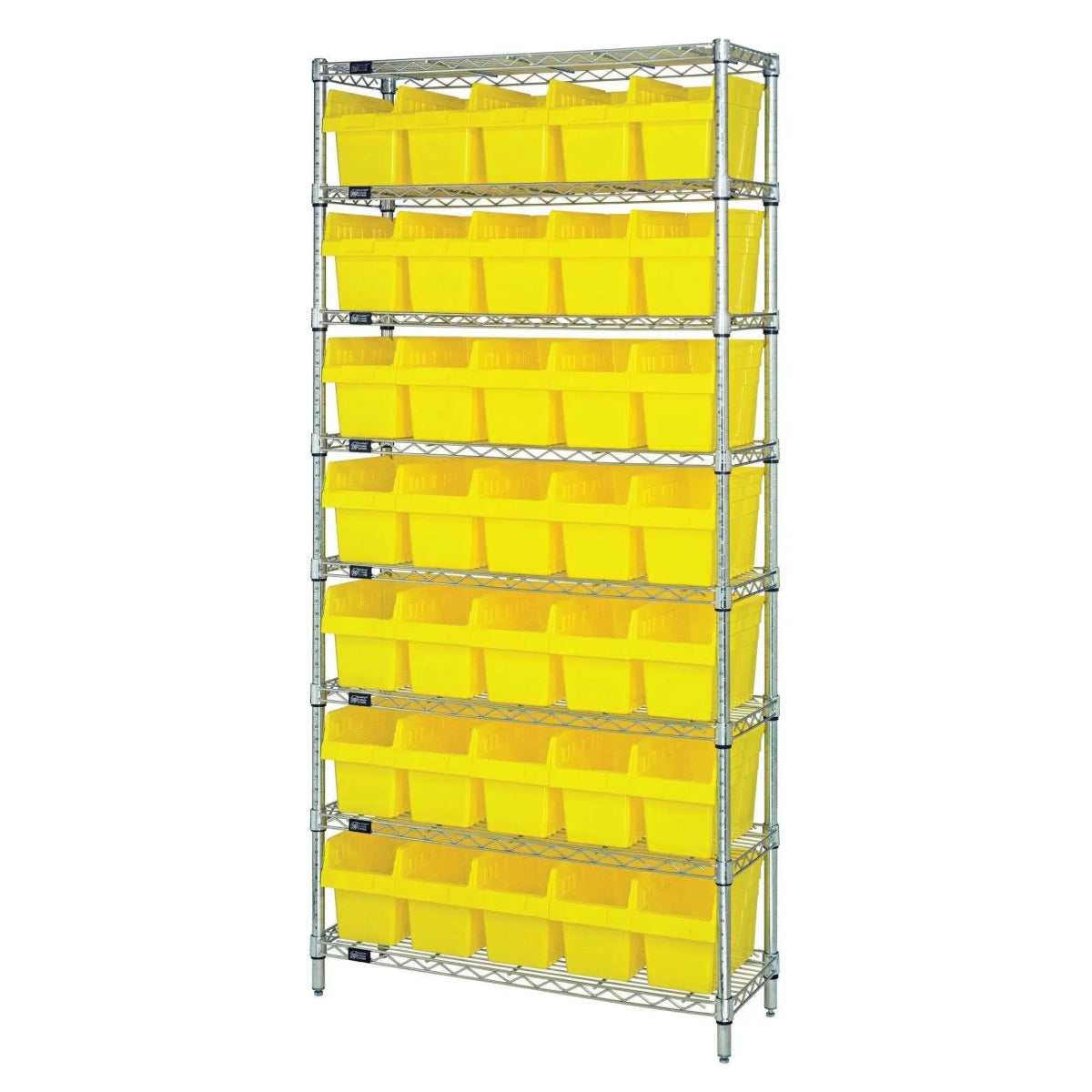 WR8 - 802 | 12" x 36" x 74" Shelving Unit with 35 Bins - Wire Shelving with Bins > 12" - 14" Deep Wire Shelving Units with Bins > Open Front Plastic Bins - Industrial 4 Less