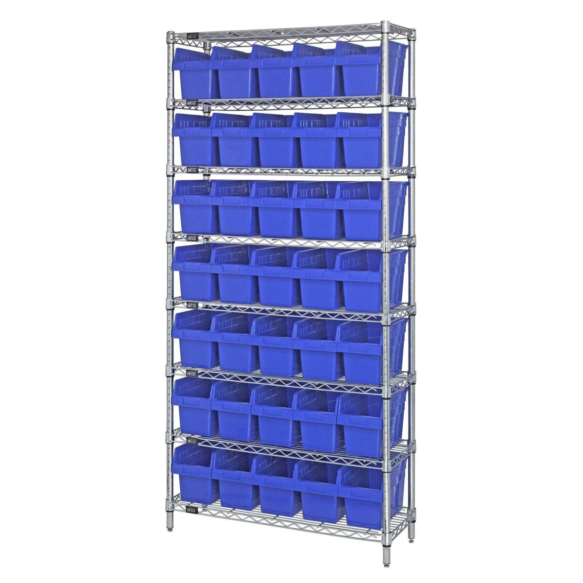 WR8 - 804 | 18" x 36" x 74" Shelving Unit with 35 Bins - Wire Shelving with Bins > 18" - 21" Deep Wire Shelving Units with Bins > Open Front Plastic Bins - Industrial 4 Less