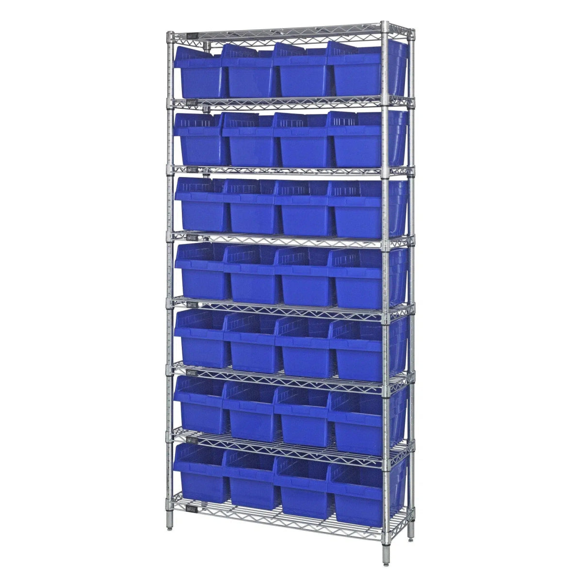 WR8 - 807 | 12" x 36" x 74" Shelving Unit with 28 Bins - Wire Shelving with Bins > 12" - 14" Deep Wire Shelving Units with Bins > Open Front Plastic Bins - Industrial 4 Less