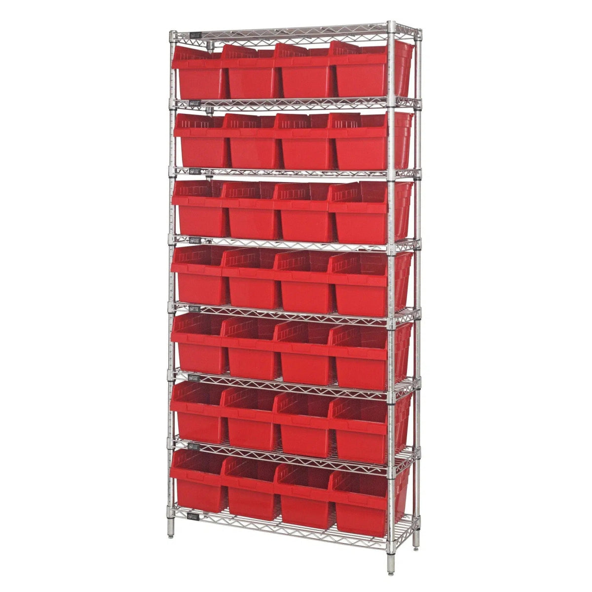 WR8 - 807 | 12" x 36" x 74" Shelving Unit with 28 Bins - Wire Shelving with Bins > 12" - 14" Deep Wire Shelving Units with Bins > Open Front Plastic Bins - Industrial 4 Less