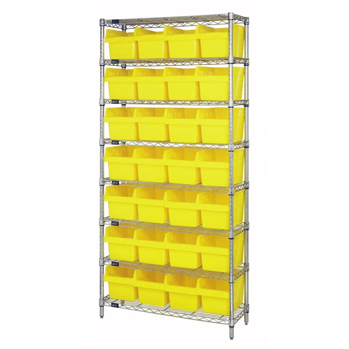 WR8 - 807 | 12" x 36" x 74" Shelving Unit with 28 Bins - Wire Shelving with Bins > 12" - 14" Deep Wire Shelving Units with Bins > Open Front Plastic Bins - Industrial 4 Less