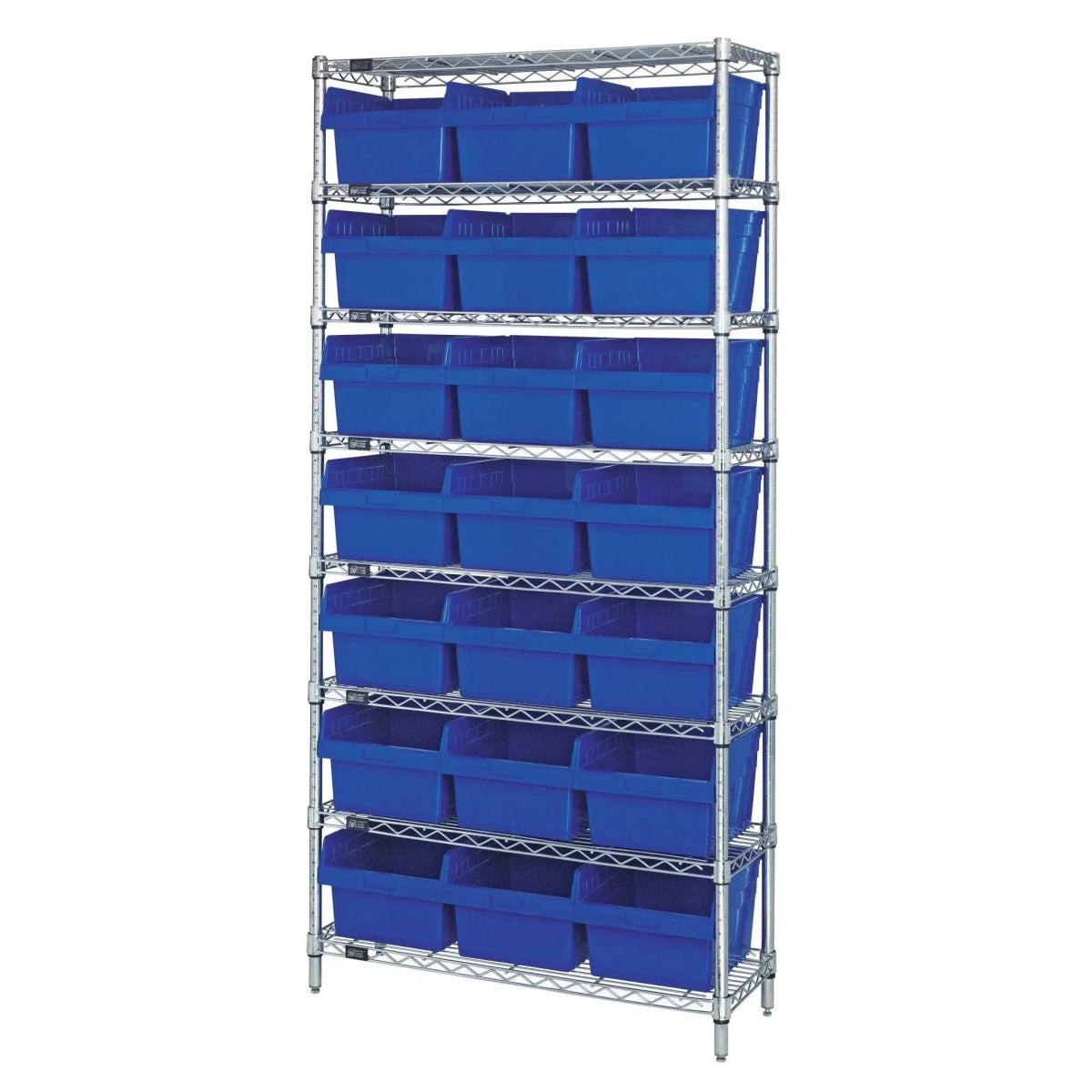 WR8 - 809 | 12" x 36" x 74" Shelving Unit with 21 Bins - Wire Shelving with Bins > 12" - 14" Deep Wire Shelving Units with Bins > Open Front Plastic Bins - Industrial 4 Less