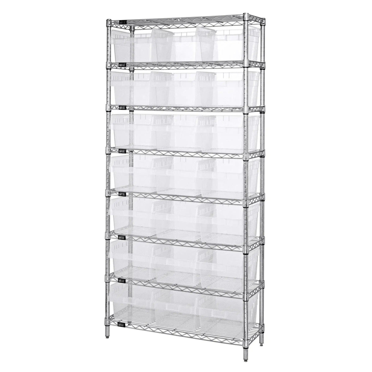 WR8 - 809 | 12" x 36" x 74" Shelving Unit with 21 Bins - Wire Shelving with Bins > 12" - 14" Deep Wire Shelving Units with Bins > Open Front Plastic Bins - Industrial 4 Less