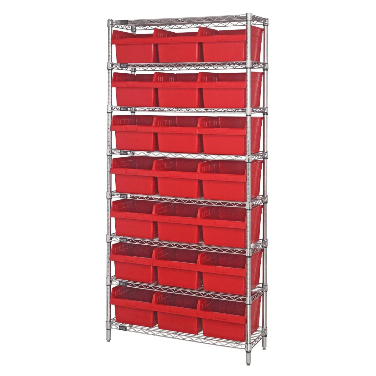 WR8 - 816 | 24" x 36" x 74" Shelving Unit with 21 Bins - Wire Shelving with Bins > 24" Deep Wire Shelving Units with Bins > Open Front Plastic Bins - Industrial 4 Less