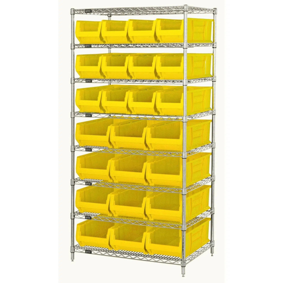 WR8 - 950952 | 24" x 36" x 74" Shelving Unit with 24 Bins - Wire Shelving with Bins > 24" Deep Wire Shelving Units with Bins > Open Front Plastic Bins - Industrial 4 Less