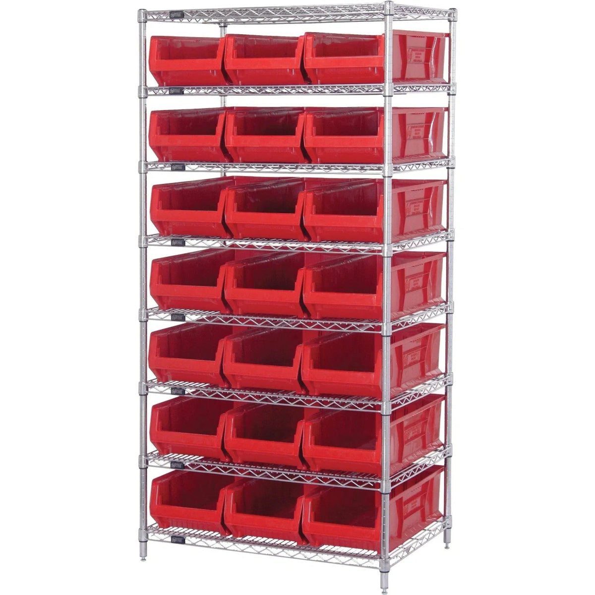 WR8 - 952 | 24" x 36" x 74" Shelving Unit with 21 Bins - Wire Shelving with Bins > 24" Deep Wire Shelving Units with Bins > Open Front Plastic Bins - Industrial 4 Less