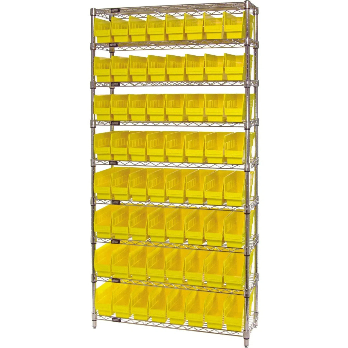 WR9 - 201 | 12" x 36" x 74" Shelving Unit with 64 Bins - Wire Shelving with Bins > 12" - 14" Deep Wire Shelving Units with Bins > Open Front Plastic Bins - Industrial 4 Less