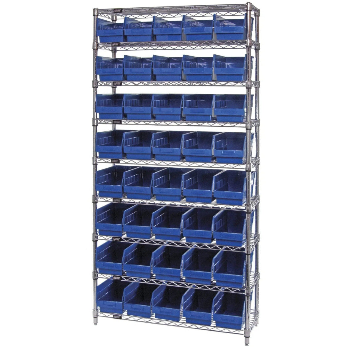 WR9 - 202 | 12" x 36" x 74" Shelving Unit with 40 Bins - Wire Shelving with Bins > 12" - 14" Deep Wire Shelving Units with Bins > Open Front Plastic Bins - Industrial 4 Less