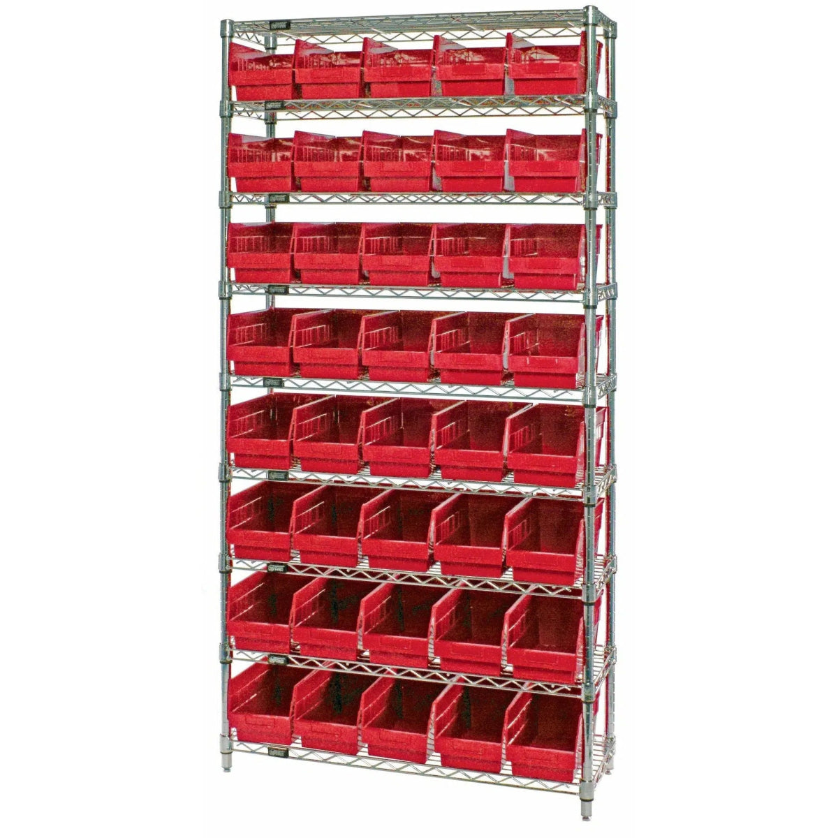 WR9 - 202 | 12" x 36" x 74" Shelving Unit with 40 Bins - Wire Shelving with Bins > 12" - 14" Deep Wire Shelving Units with Bins > Open Front Plastic Bins - Industrial 4 Less