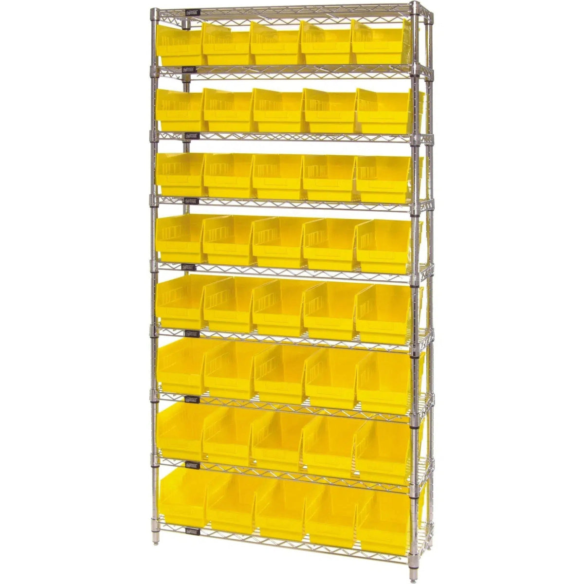 WR9 - 202 | 12" x 36" x 74" Shelving Unit with 40 Bins - Wire Shelving with Bins > 12" - 14" Deep Wire Shelving Units with Bins > Open Front Plastic Bins - Industrial 4 Less