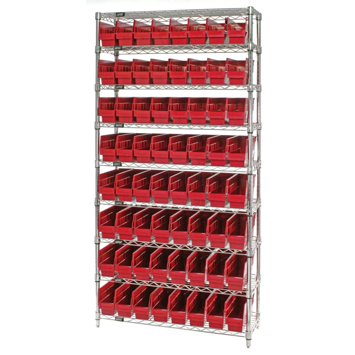 WR9 - 203 | 18" x 36" x 74" Shelving Unit with 64 Bins - Wire Shelving with Bins > 18" - 21" Deep Wire Shelving Units with Bins > Open Front Plastic Bins - Industrial 4 Less