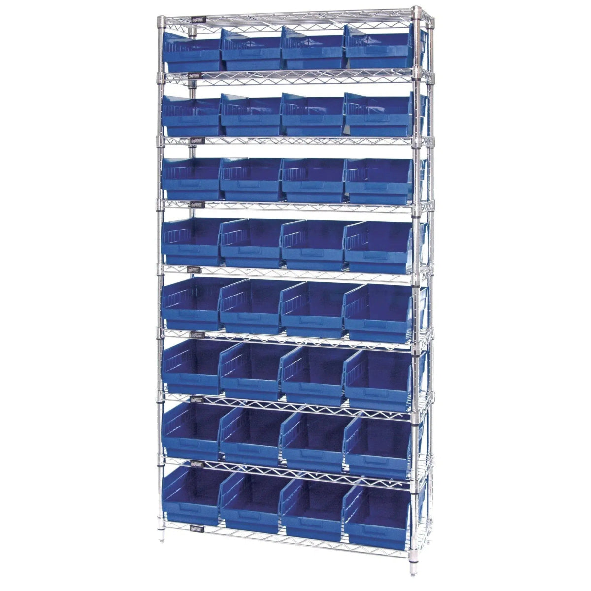 WR9 - 207 | 12" x 36" x 74" Shelving Unit with 32 Bins - Wire Shelving with Bins > 12" - 14" Deep Wire Shelving Units with Bins > Open Front Plastic Bins - Industrial 4 Less