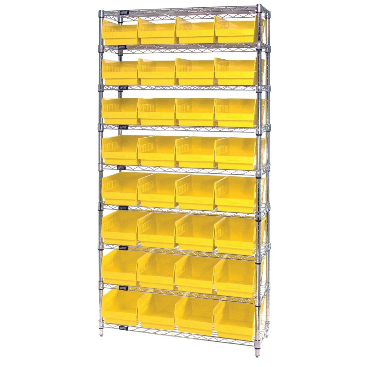 WR9 - 207 | 12" x 36" x 74" Shelving Unit with 32 Bins - Wire Shelving with Bins > 12" - 14" Deep Wire Shelving Units with Bins > Open Front Plastic Bins - Industrial 4 Less