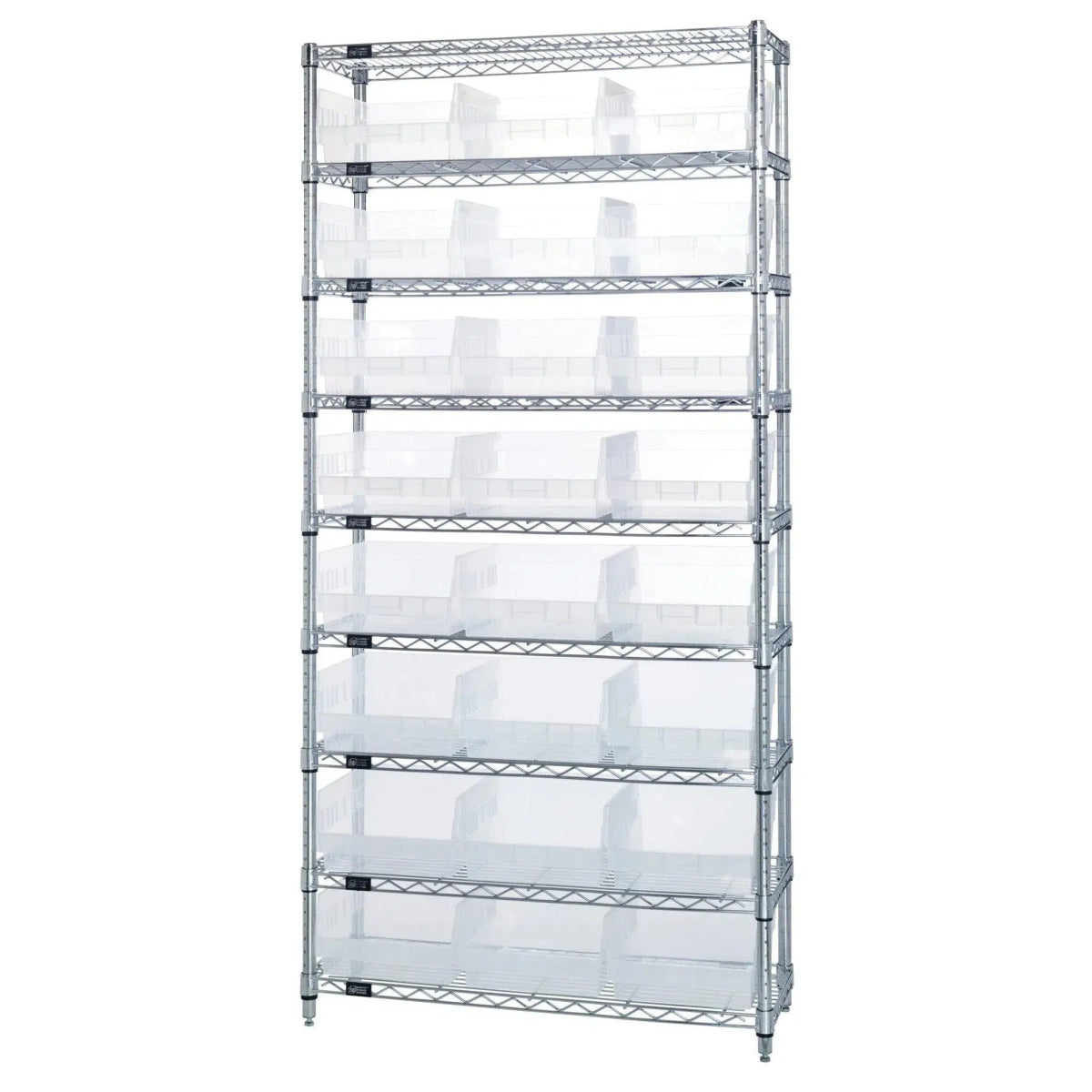 WR9 - 209 | 12" x 36" x 74" Shelving Unit with 24 Bins - Wire Shelving with Bins > 12" - 14" Deep Wire Shelving Units with Bins > Open Front Plastic Bins - Industrial 4 Less