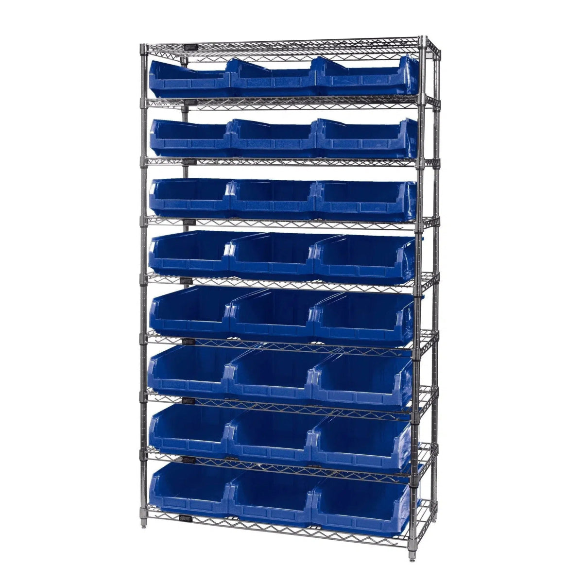 WR9 - 531 | 18" x 42" x 74" Shelving Unit with 24 Bins - Wire Shelving with Bins > 18" - 21" Deep Wire Shelving Units with Bins > Open Front Plastic Bins - Industrial 4 Less