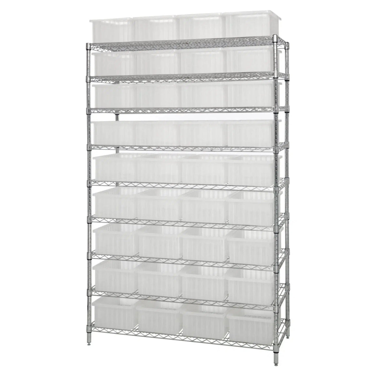 WR9 - 92060 | 18" x 48" x 74" Shelving Unit with 36 Bins - Wire Shelving with Bins > 18" - 21" Deep Wire Shelving Units with Bins > Open Front Plastic Bins - Industrial 4 Less