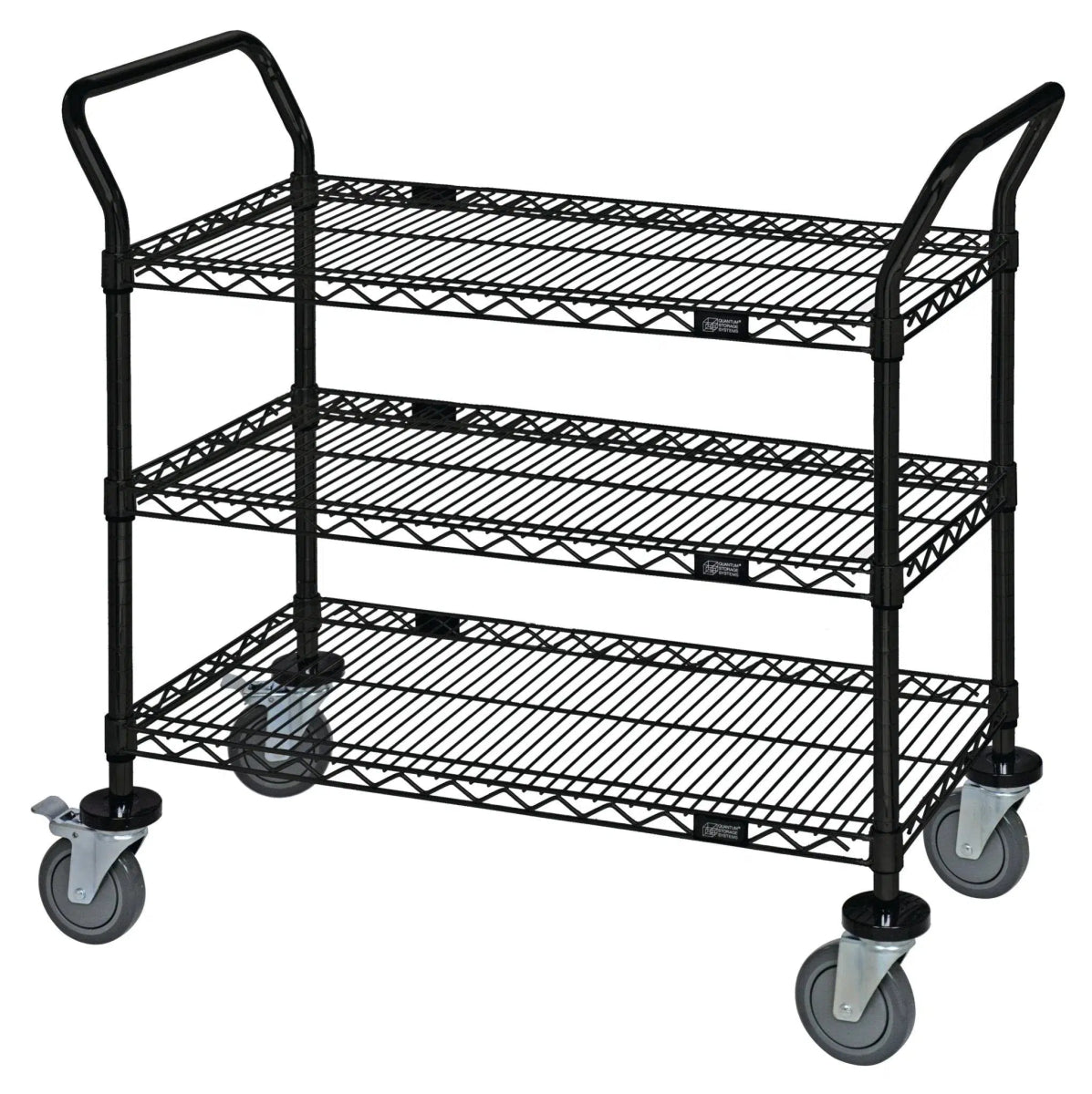 WRC - 1836BK - 3 | 18" x 36" 3 - Shelf Utility Cart - Black - Utility Cart > Wire Utility Cart - Industrial 4 Less