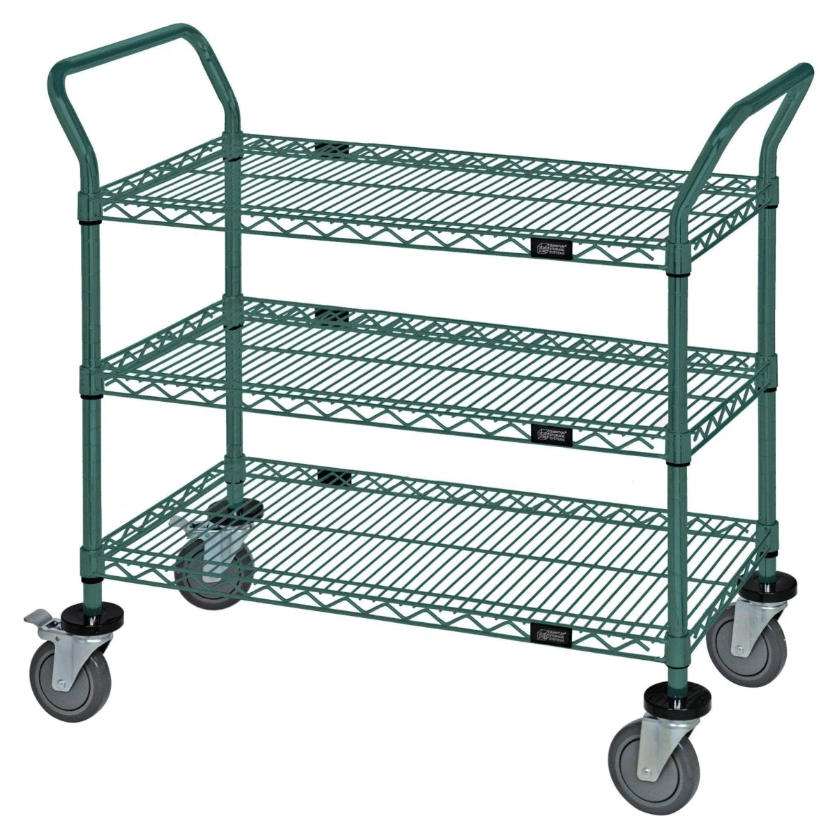 WRC - 1836P - 3 | 18" x 36" 3 - Shelf Utility Cart - Green - Utility Cart > Wire Utility Cart - Industrial 4 Less