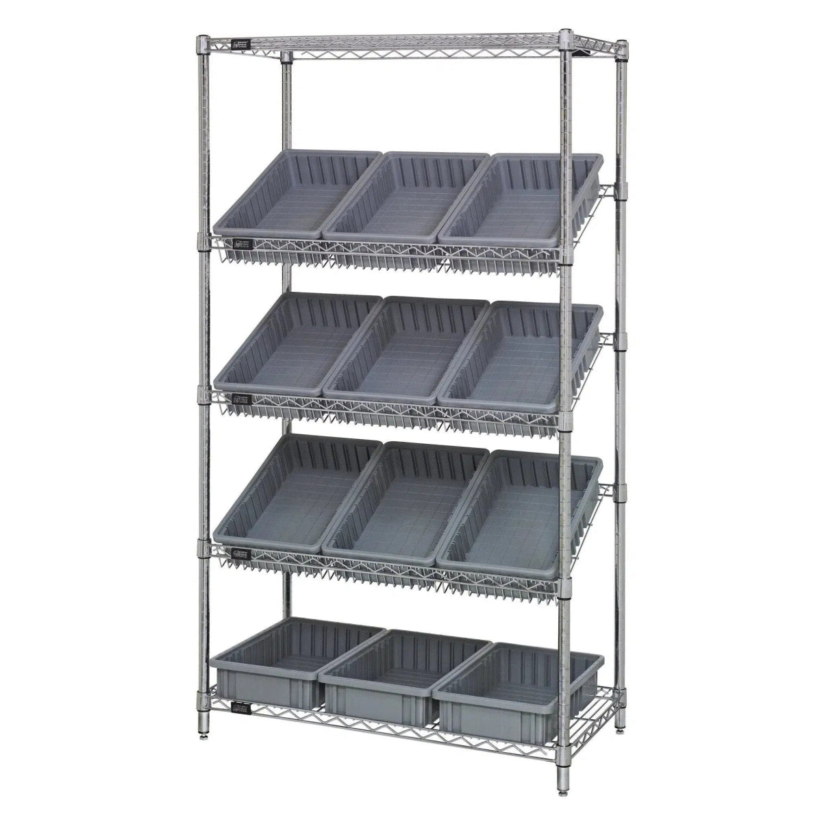 WRS - 5 - 92035 | 18" x 36" x 63" Shelving Unit with 12 Bins - Wire Shelving with Bins > 18" - 21" Deep Wire Shelving Units with Bins > Open Front Plastic Bins - Industrial 4 Less