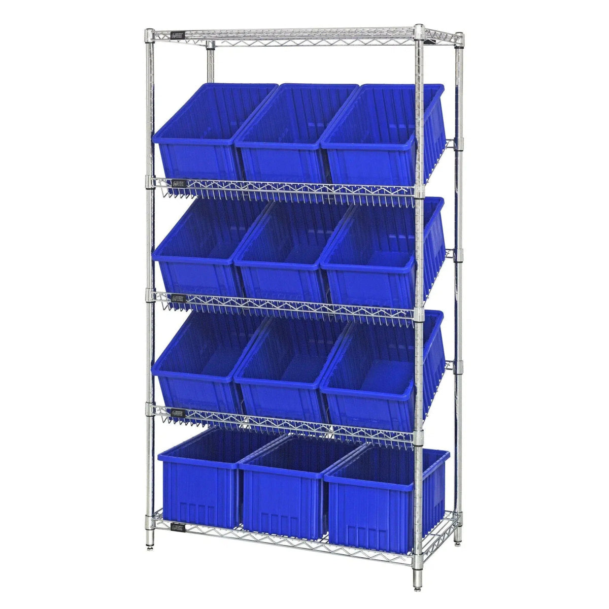 WRS - 5 - 92080 | 18" x 36" x 63" Shelving Unit with 12 Bins - Wire Shelving with Bins > 18" - 21" Deep Wire Shelving Units with Bins > Open Front Plastic Bins - Industrial 4 Less