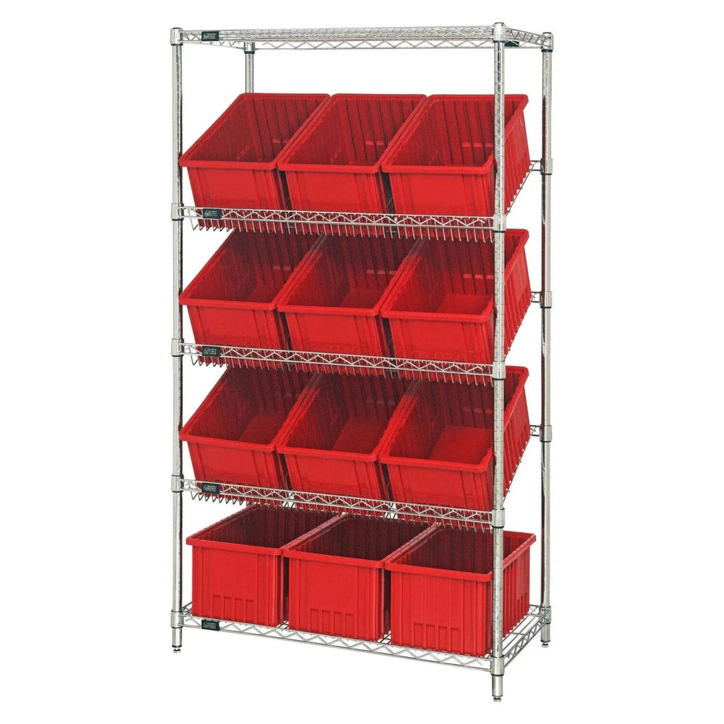 Quantum WRS-5-92080 | 18x36x63 Slanted Wire Shelf Bin Organizer