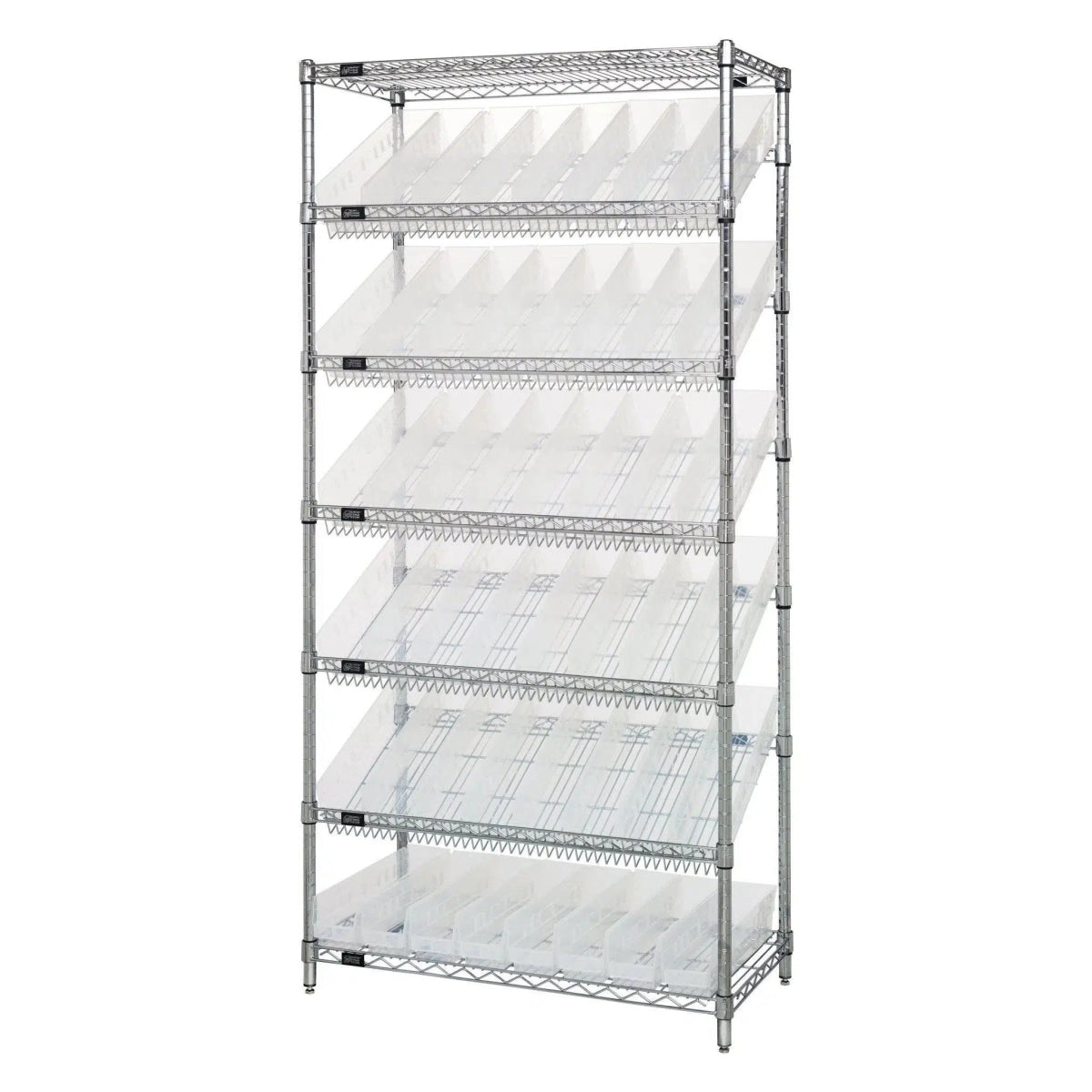 WRS - 7 - 103 | 18" x 36" x 74" Shelving Unit with 48 Bins - Wire Shelving with Bins > 18" - 21" Deep Wire Shelving Units with Bins > Open Front Plastic Bins - Industrial 4 Less