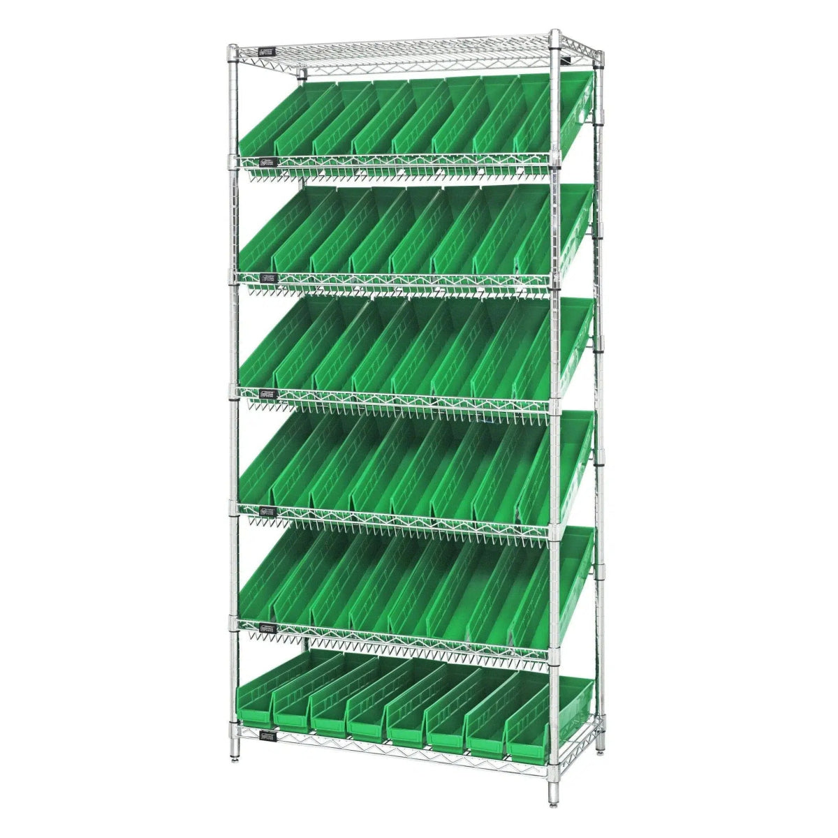 WRS - 7 - 103 | 18" x 36" x 74" Shelving Unit with 48 Bins - Wire Shelving with Bins > 18" - 21" Deep Wire Shelving Units with Bins > Open Front Plastic Bins - Industrial 4 Less