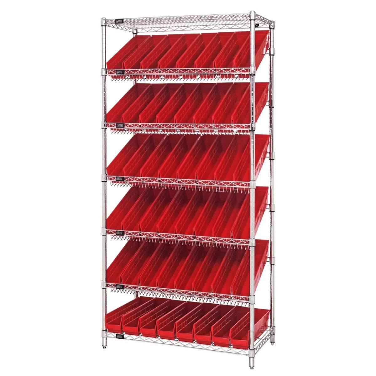 WRS - 7 - 103 | 18" x 36" x 74" Shelving Unit with 48 Bins - Wire Shelving with Bins > 18" - 21" Deep Wire Shelving Units with Bins > Open Front Plastic Bins - Industrial 4 Less