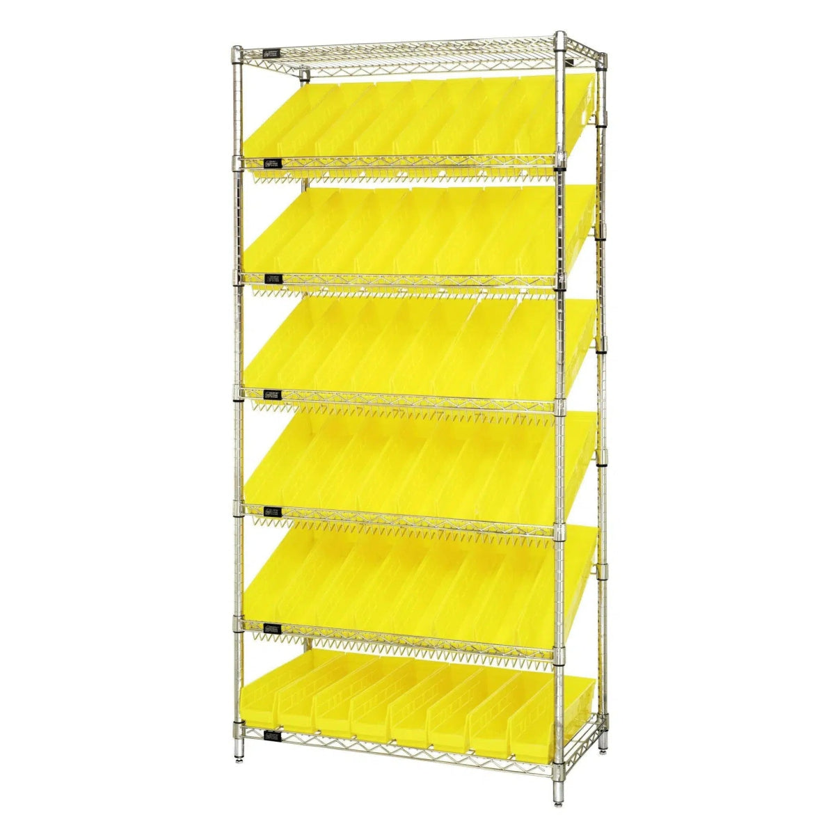 WRS - 7 - 103 | 18" x 36" x 74" Shelving Unit with 48 Bins - Wire Shelving with Bins > 18" - 21" Deep Wire Shelving Units with Bins > Open Front Plastic Bins - Industrial 4 Less