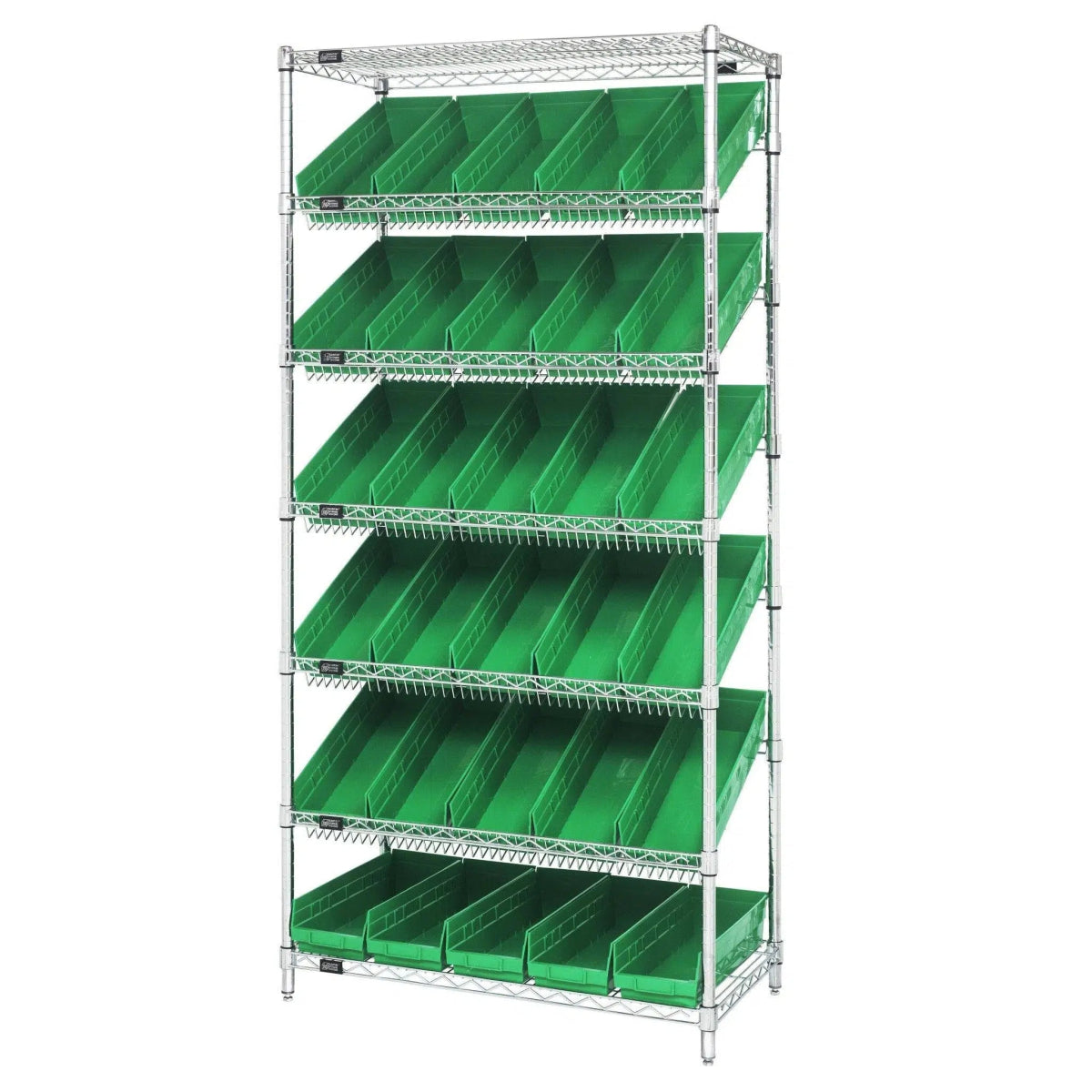 WRS - 7 - 104 | 18" x 36" x 74" Shelving Unit with 30 Bins - Wire Shelving with Bins > 18" - 21" Deep Wire Shelving Units with Bins > Open Front Plastic Bins - Industrial 4 Less