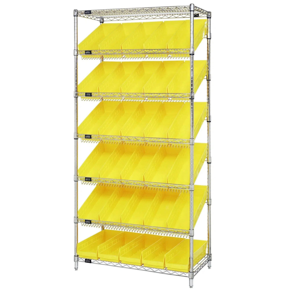 WRS - 7 - 104 | 18" x 36" x 74" Shelving Unit with 30 Bins - Wire Shelving with Bins > 18" - 21" Deep Wire Shelving Units with Bins > Open Front Plastic Bins - Industrial 4 Less