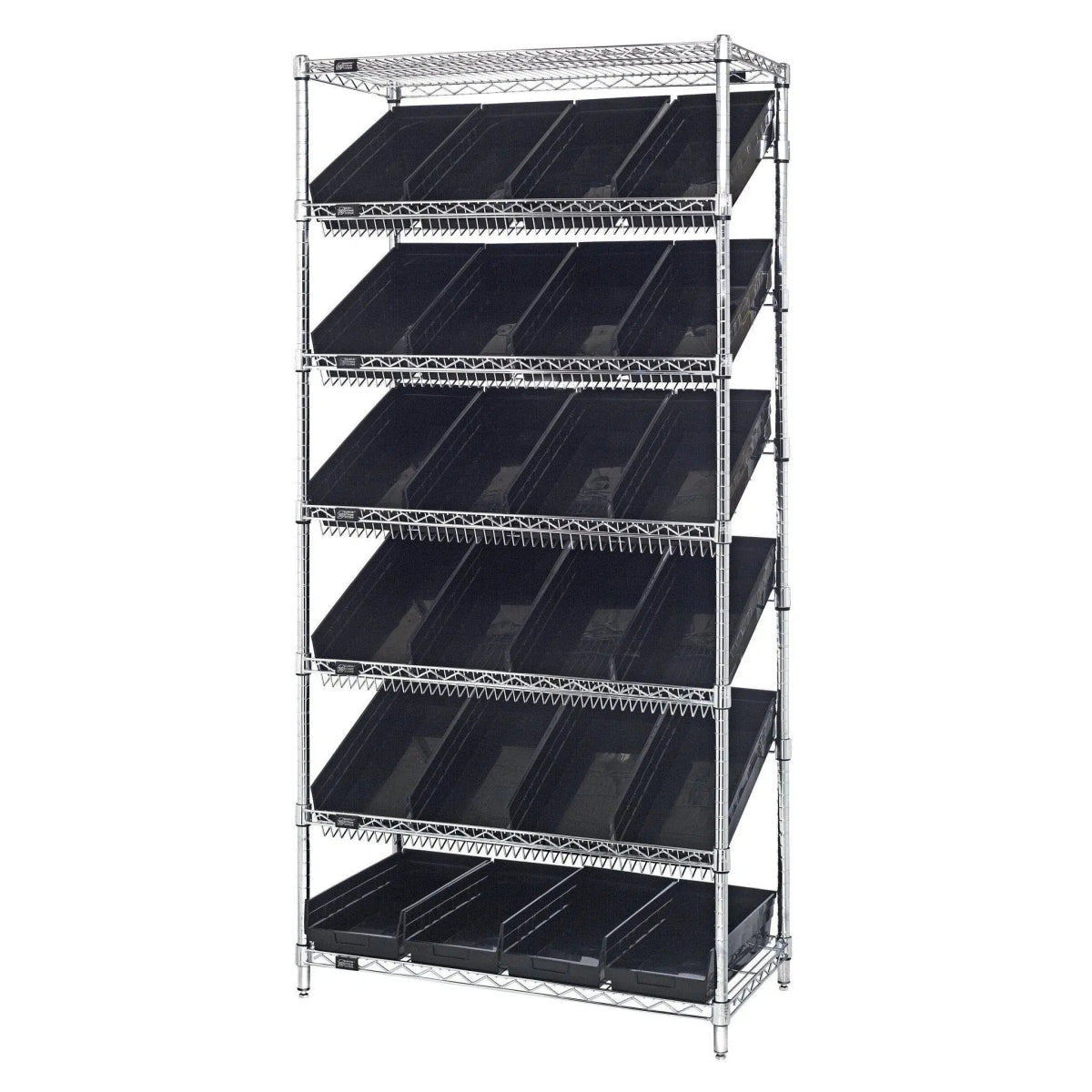 WRS - 7 - 108 | 18" x 36" x 74" Shelving Unit with 24 Bins - Wire Shelving with Bins > 18" - 21" Deep Wire Shelving Units with Bins > Open Front Plastic Bins - Industrial 4 Less